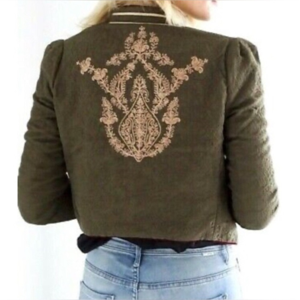 💚💛❤️EUC Worn Once Free People Military Olive Green Blazer - Picture 3 of 9